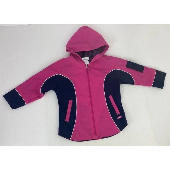 Vintage Reebok Y2K Waterproof Jacket Pink Blue Rain Athletic - Size 5 Kids - Picture 1 of 10